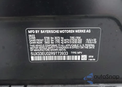 2024 BMW X5 M60I из США, поврежденный, VIN 5UX33EU02R9T73933